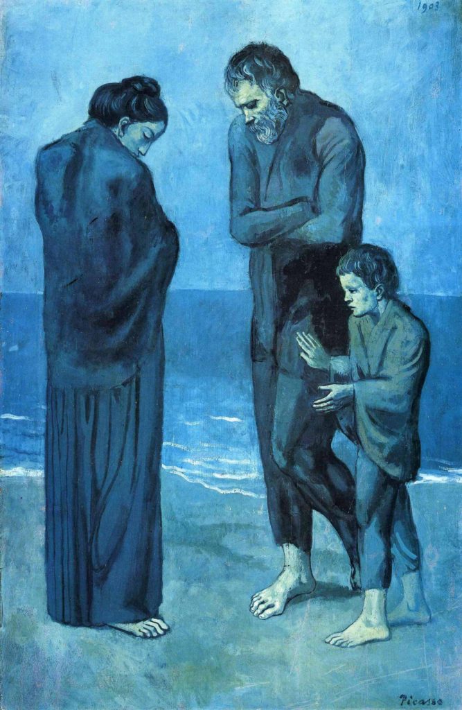 Color Knowledge image of Pablo Picasso's blue period about how color schemes can help convey emotions