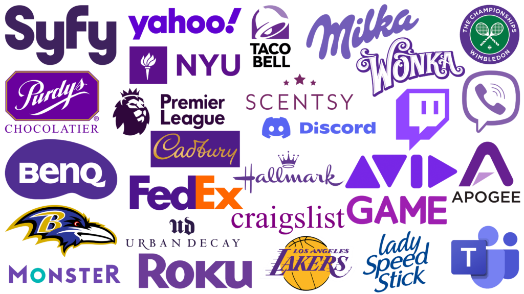 Purple lavender color is used in a variety of branding logos.