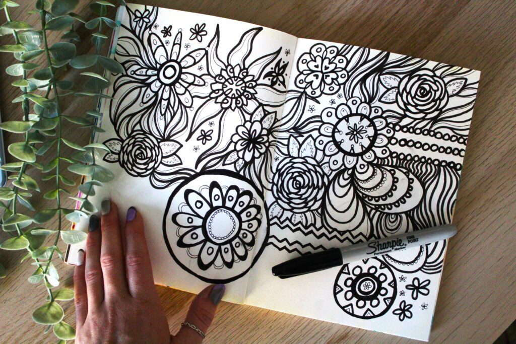 draw more and become a successful artist! black and white pen marker drawing with organic shapes and lines by Brianna Eisman