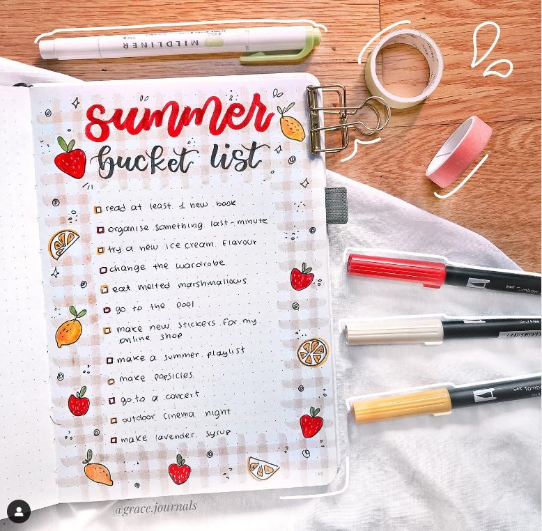 summer bucket list bujo ideas