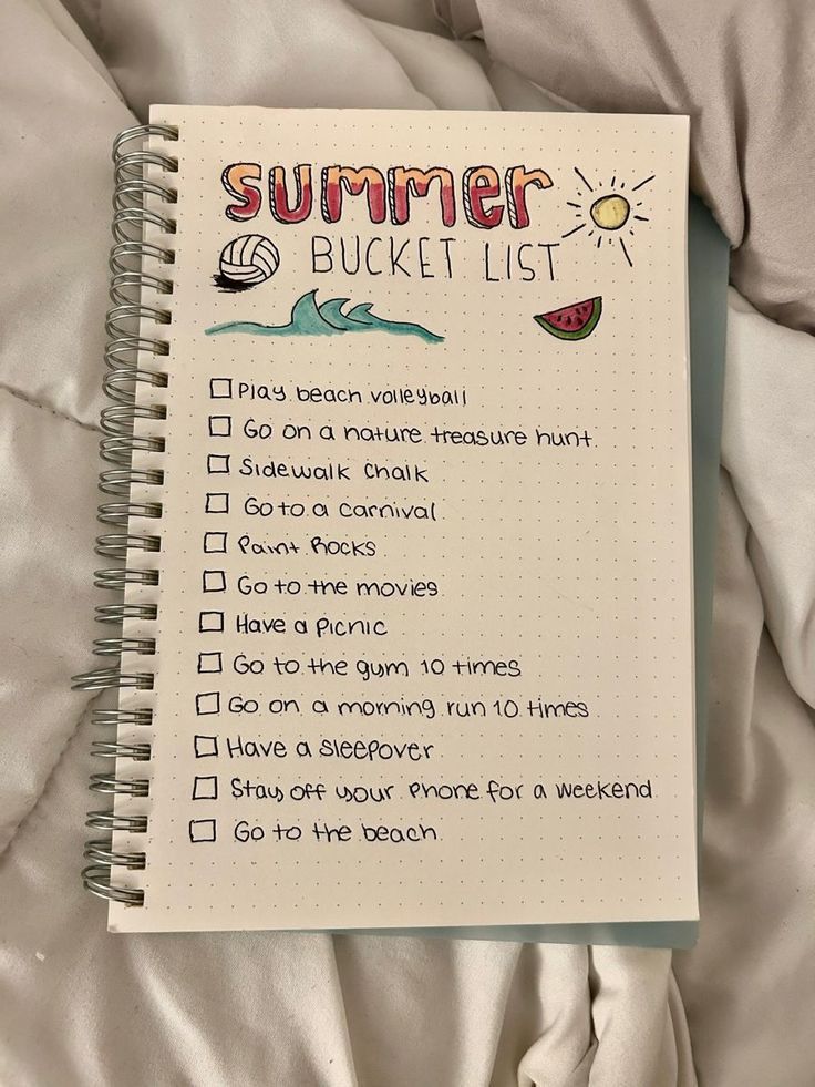 summer bucket list bujo bullet journal ideas page for summer