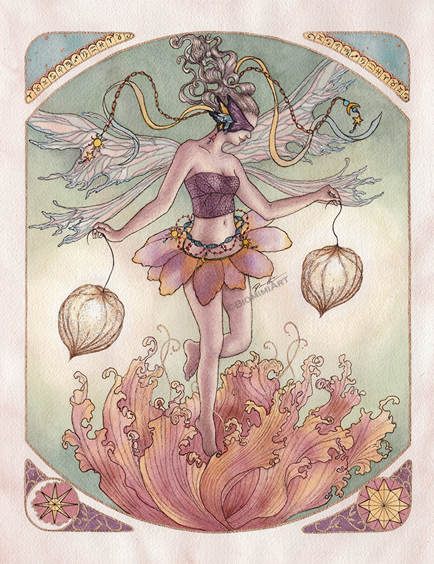 art nouveau print by Priscilla Lee of Libra zodiac sign