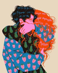 hug art illustration pretty emotional drawing ideas