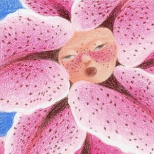 flower art girl surreal drawings