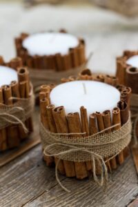 diy girls night craft holiday christmas themed - custom cinnamon stick candle holder