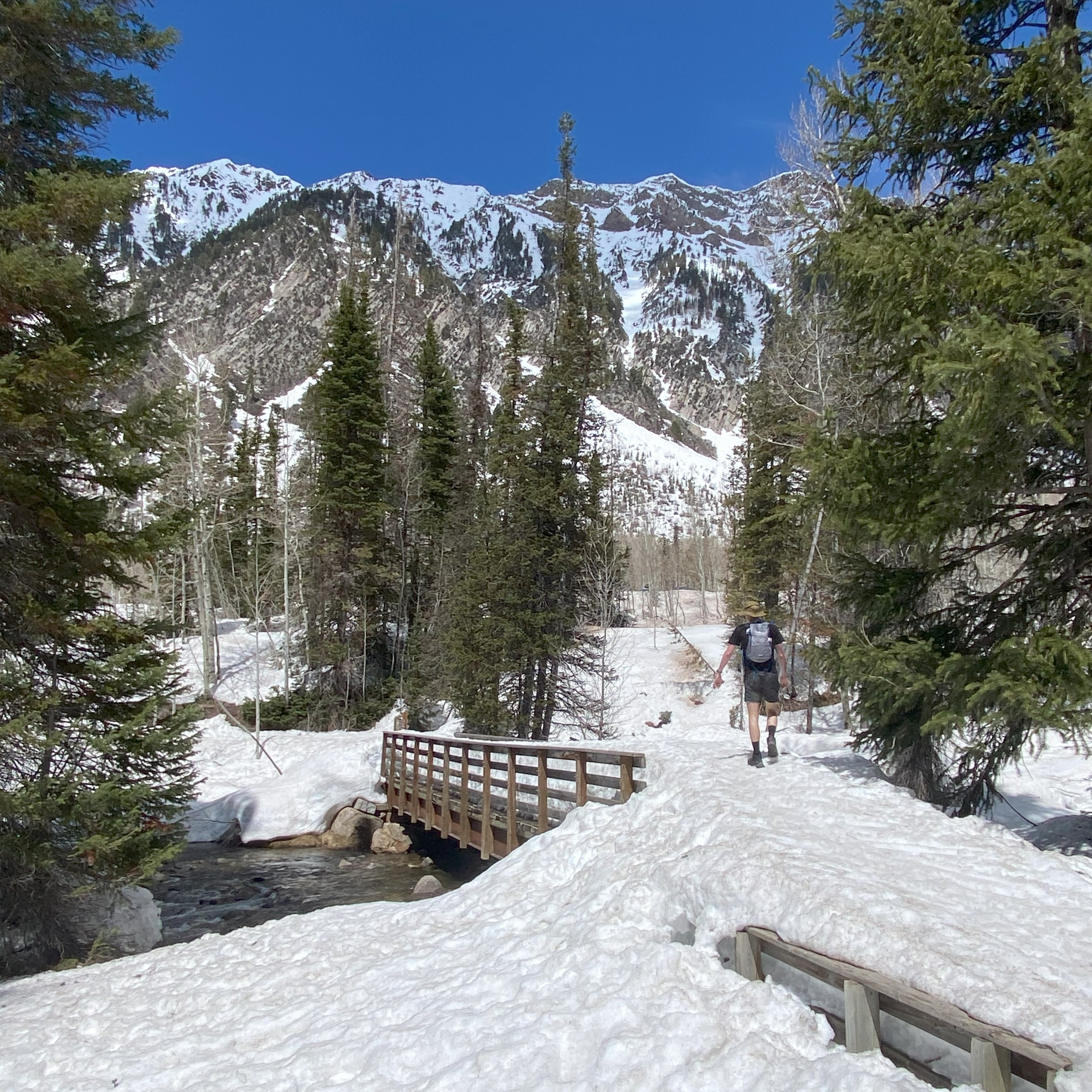 Hiking in the snow in Utah, USA