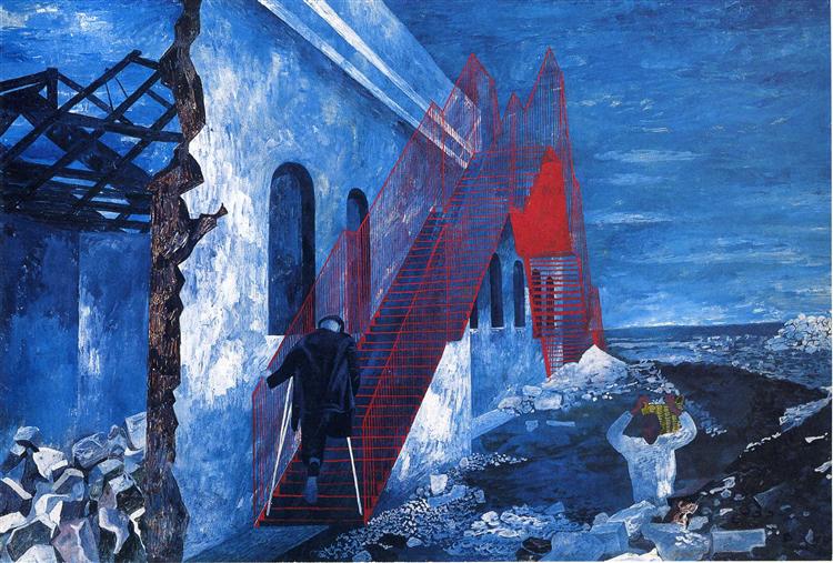The Red Stairway by Ben Shahn, 1944
