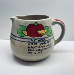 artsy craft for drinking and crafting with artsydrawings.com pottery and bloody mary drink