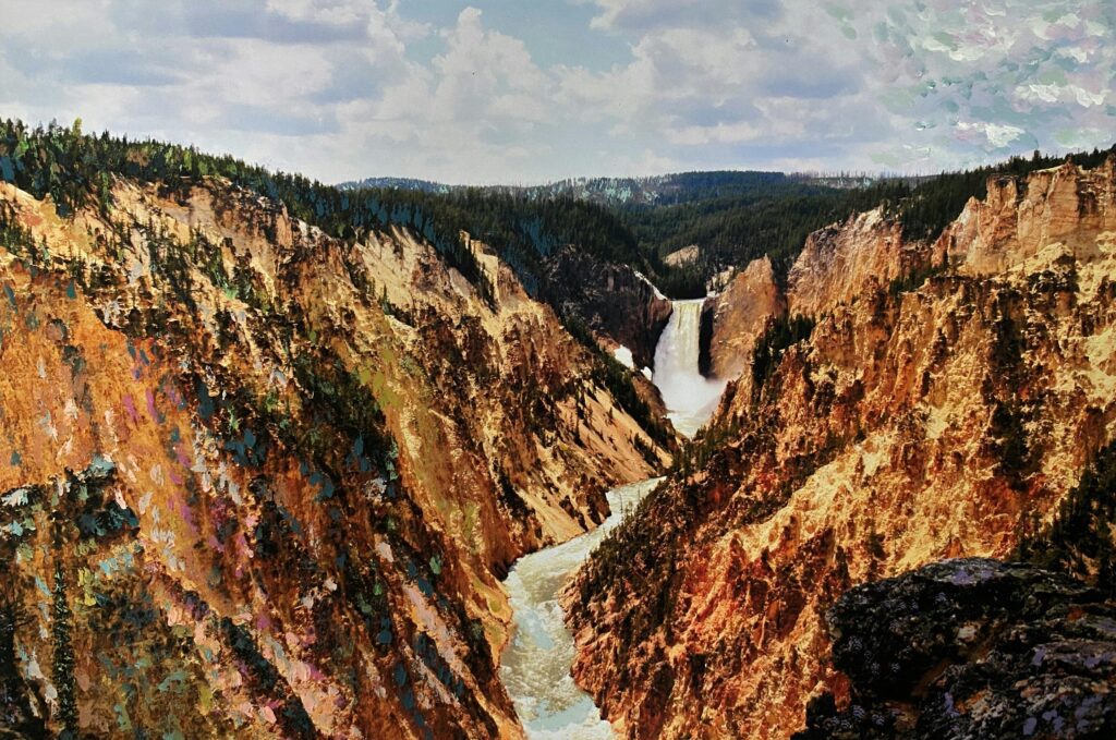 yellowstone national park photograph with paint by brianna eisman