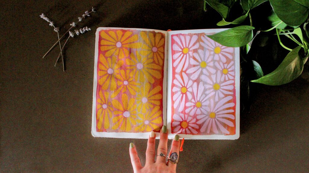 flower drawing color scheme junk journal 
