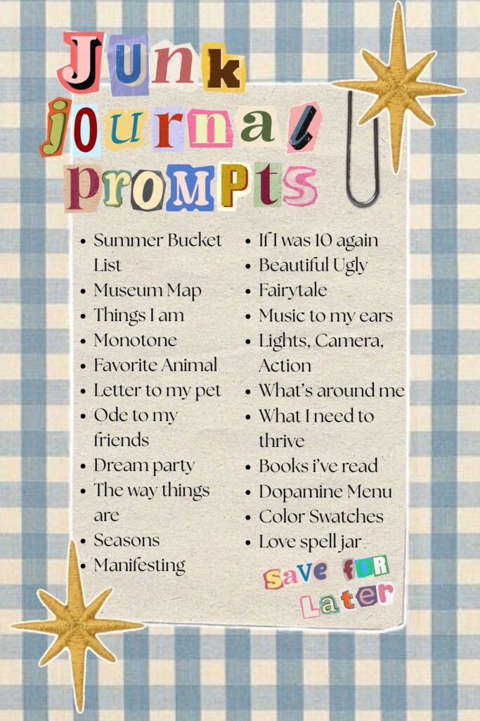 Junk Journal Prompts inspiration 
