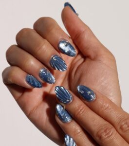 Chrome Mermaid Nails sparkly silver nail designs