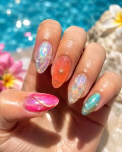 Chrome Mermaid Nails sparkly silver nail designs