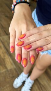 sunset pink orange colorful nail designs for summer