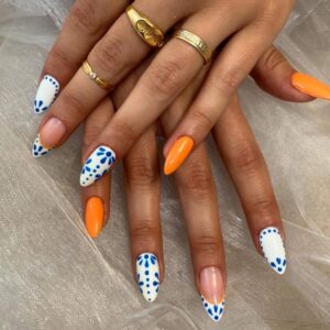 orange and blue nail designs for summer