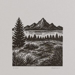 Grand Tetons Linoleum Print by Brianna Eisman with AI Assistance