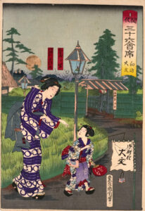 Seiyoken Restaurant in Ueno by Toyohara Kunichika hitsu, 1878 art basics wood block print
