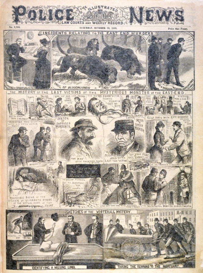 Jack the Ripper in The Illustrated Police News october 20, 1888 Walter Sickert Jack the Ripper artsy drawings